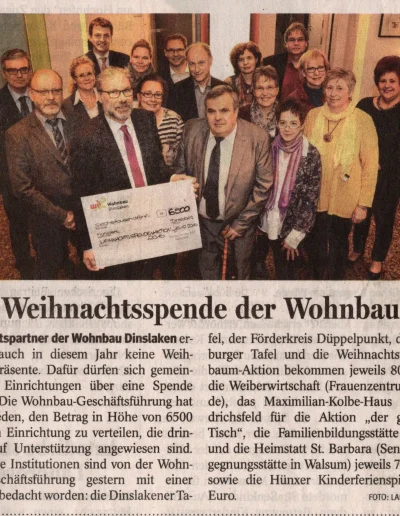 NRZ - Weihnachtsspende der Wohnbau - 2016