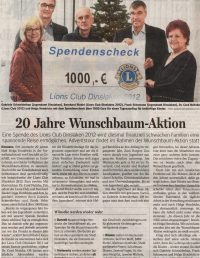 NRZ - 20 Jahre Wunschbaum-Aktion - 2018