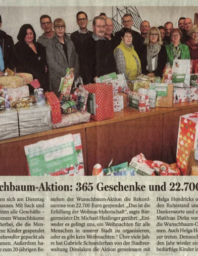 NRZ - Wunschbaum-Aktion - 365 Geschenke und 22700 Euro - 18. Dezember 2019