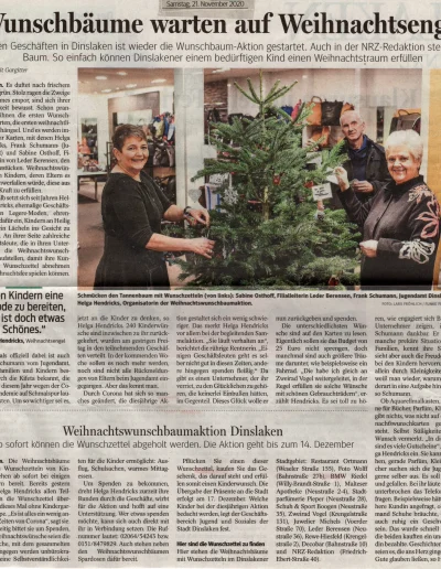 NRZ - Wunschbäume warten auf Weihnachtsengel - 21. November 2020