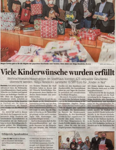 NRZ - Wiele Kinderwünsche wurden erfüllt -16. Dezember 2021