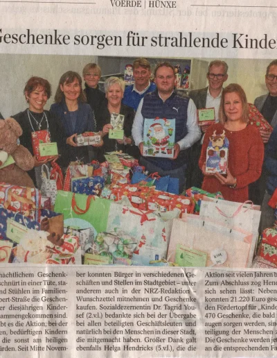 NRZ - 470 Geschenke sorgen für strahlende Kinderaugen - 15. Dezember 2022
