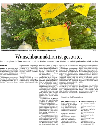 NRZ - Wunschbaumaktion ist gestartet - 22. November 2025